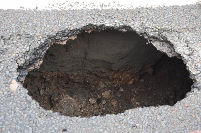 Pic of the sink hole in Welsh Street, Chepstow