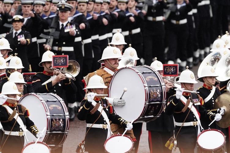 Members of the military ahead of the Coronation of King Charles III and Queen Camilla today. Picture date: Saturday May 6, 2023. PA Photo. See PA story ROYAL Coronation. Photo credit should read: Jordan Pettitt/PA Wire