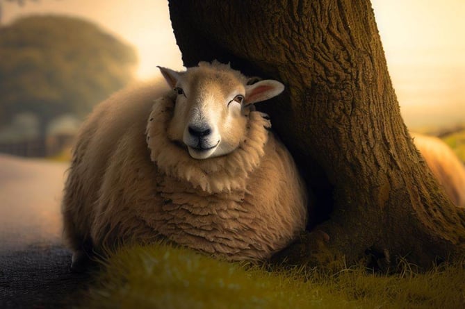 Sheep under tree