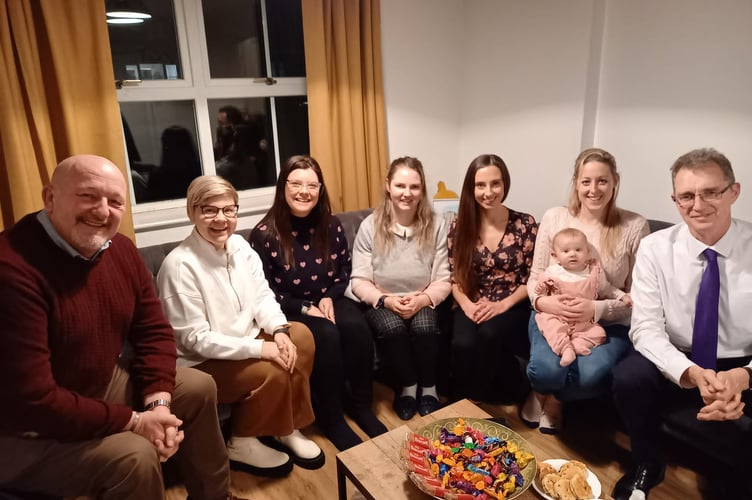 Peter Fox and David Davies with Charlotte o'Leary and Monmouth mums