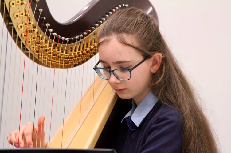 A harpist pulled the heart strings with her playing