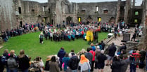 Scouts St George's Day parade at Raglan Castle