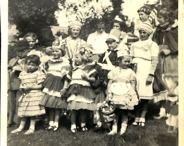 Pictured are local children in fancy dress at what was probably a 1953 Coronation celebration in the Llanarth area.

