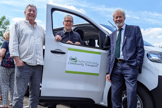 Councillor Michael Swambo (Tidenham Parish Council), Councillor Jan Koning (Chairman, Tidenham Parish Council) and Councillor Chris McFarling (Cabinet Member for Climate Emergency, Forest of Dean District Council). 