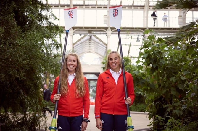 Mathilda Hodgkins-Byrne, left, with Beccy Wilde at Kew Gardens after being selected for the Paris Olympics