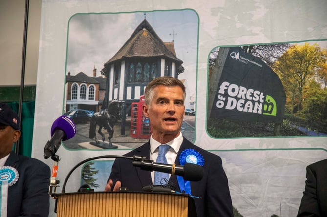 Mark Harper makes a speech after the result was declared.