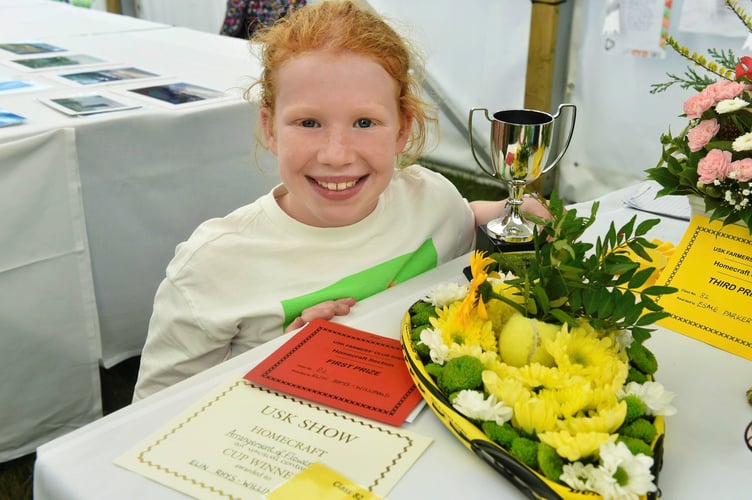 Elin Rhys-Williams from Cross Ash with a cup for her flower arranging