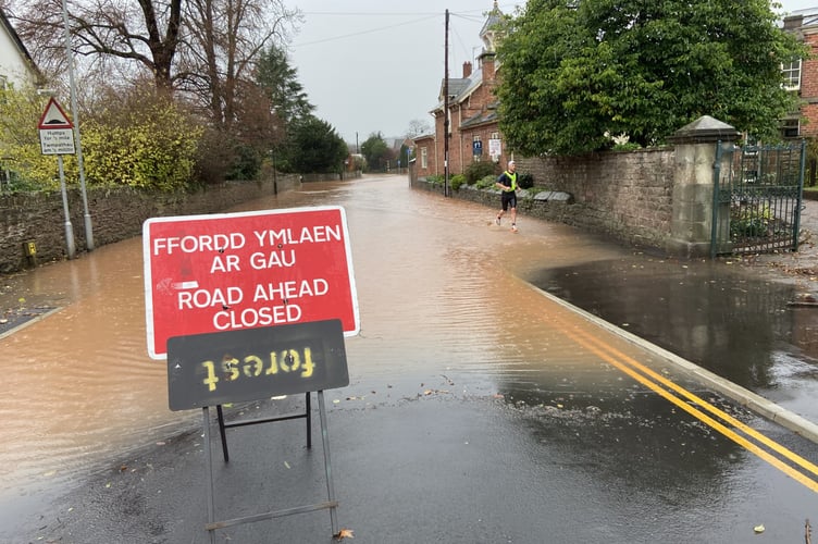 A flooded Wonastow Road